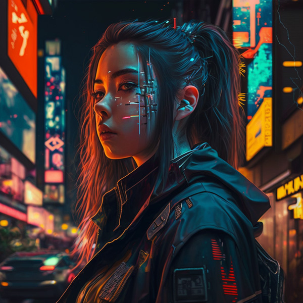 Midjourney prompt guide cyberpunk woman in tokyo at night