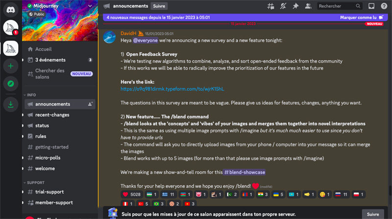 Welcome page discord Midjourney