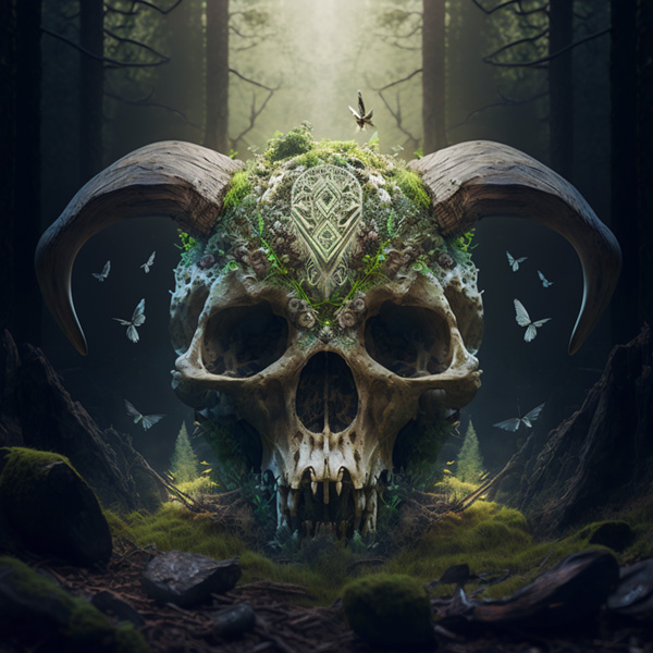Midjourney prompts examples commands double exposure of full portrait of a detailed skull