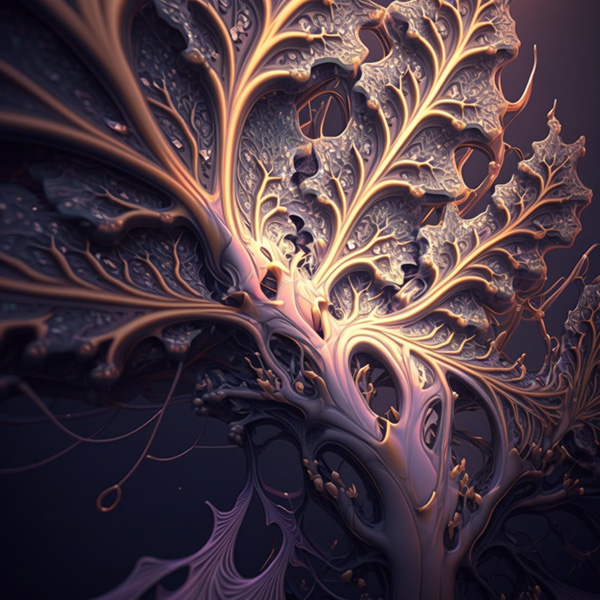 Midjourney prompts examples commands tree of life intricate, leaf fractal structure