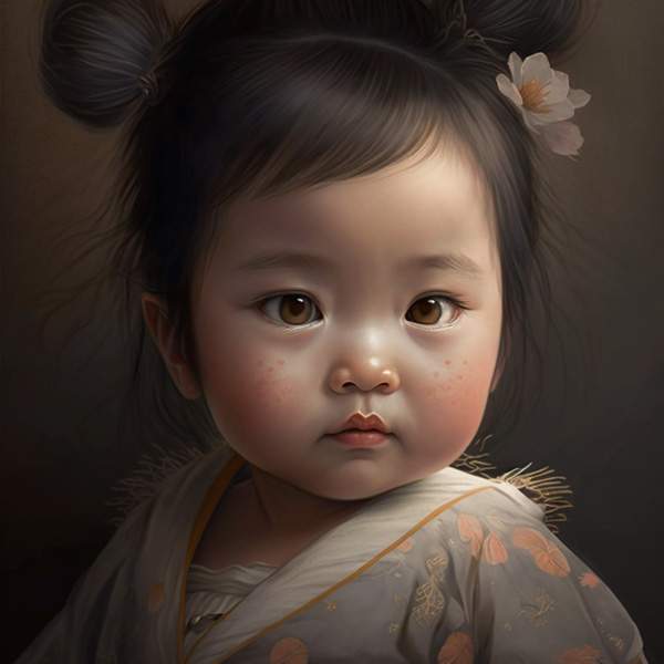 Midjourney anime portrait of a baby