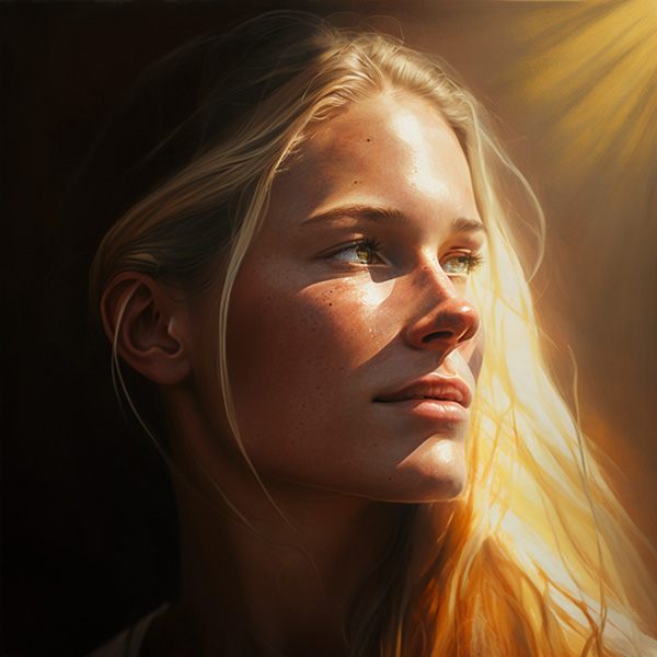 portrait of a swedish woman, Fantastic backlight Midjourney