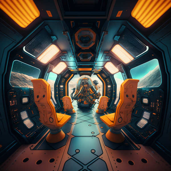 interior of a space ship Midjourney