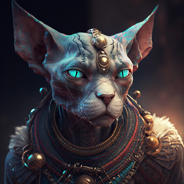 ghost Anthropomorphic Sphynx Cat shaman