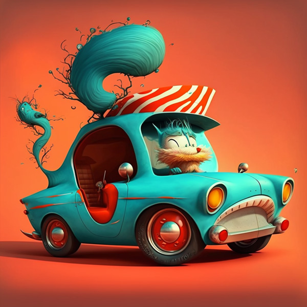 Dr suess style car driving