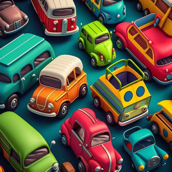 a cool background with kids toy cars and trucks