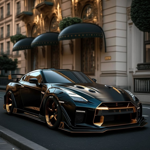 2022 beautiful car GTR Blacked out with gold