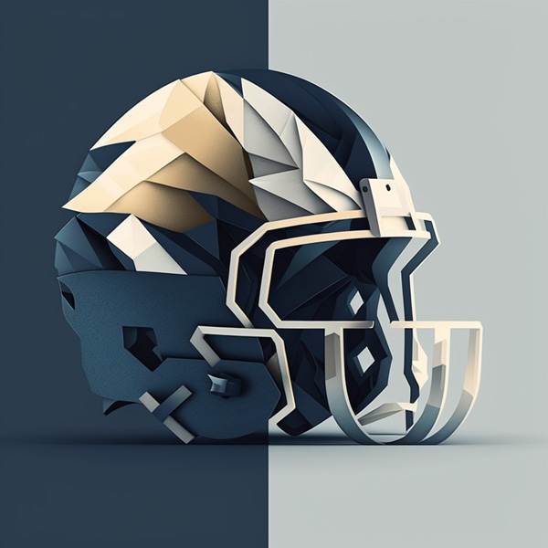 stunning vector art, American football, minimalism, navy and silver Logo