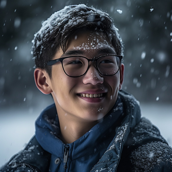 A man portrait with snow around