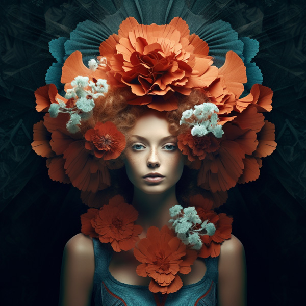 Fashion Midjourney prompts Mandelbrot set flower beautiful woman, amazing candid fashion photo