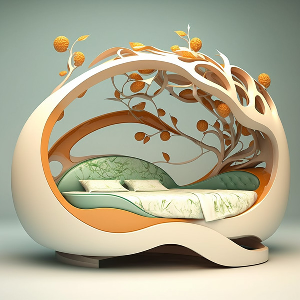 Midjourney prompts interior designs digital art organic bed design