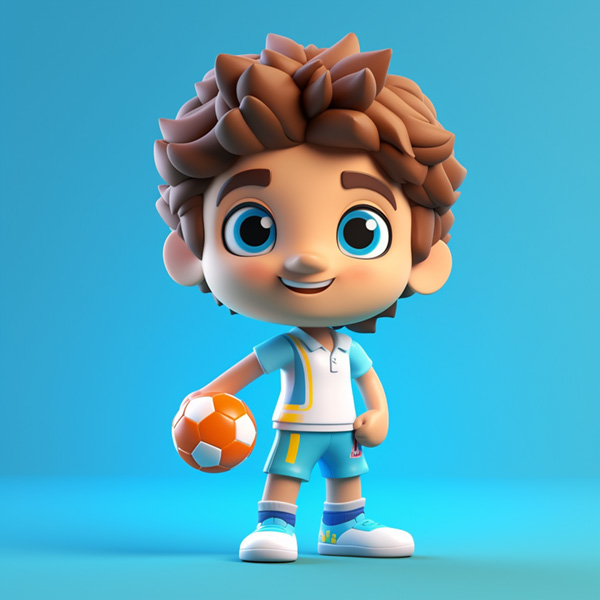 Sport Midjourney prompts 3d cute football player character full body