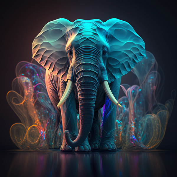 Midjourney animals prompt An image of an elephant surrounded by other colors
