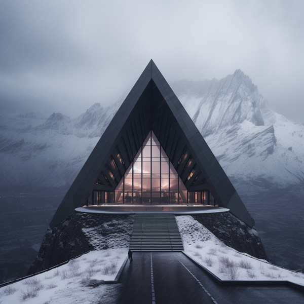 Architecture, scyscraper between mountains