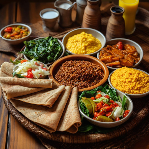 Food midjourney prompt Traditional ethiopian cuisine