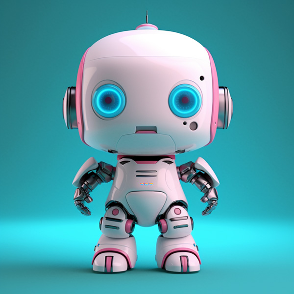 Cute digital humanoid robot, baby, dual color blocking