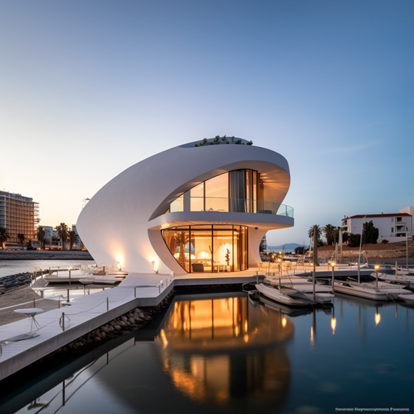 award-winning architecture photography of a building looks like a boat